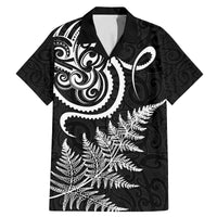 New Zealand Octopus Tattoo and Fern Family Matching Mermaid Dress and Hawaiian Shirt Maori Pattern LT03 Dad's Shirt - Short Sleeve Black - Polynesian Pride