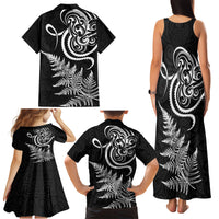 New Zealand Octopus Tattoo and Fern Family Matching Tank Maxi Dress and Hawaiian Shirt Maori Pattern
