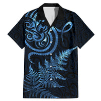 New Zealand Octopus Tattoo and Fern Family Matching Mermaid Dress and Hawaiian Shirt Maori Pattern Matariki Style LT03 Dad's Shirt - Short Sleeve Blue - Polynesian Pride