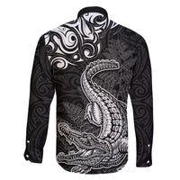 New Zealand Crocodile Tattoo and Fern Family Matching Summer Maxi Dress and Hawaiian Shirt Maori Pattern LT03 - Polynesian Pride