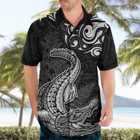 New Zealand Crocodile Tattoo and Fern Hawaiian Shirt Maori Pattern LT03 - Polynesian Pride