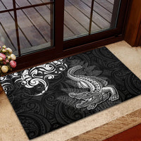 New Zealand Crocodile Tattoo and Fern Rubber Doormat Maori Pattern