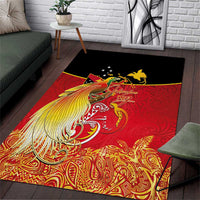 Papua New Guinea Independence Day Area Rug Happy Anniversary 50th Bird-of-paradise Melanesian Tattoos LT03 Black - Polynesian Pride