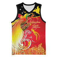 Papua New Guinea Independence Day Basketball Jersey Happy Anniversary 50th Bird-of-paradise Melanesian Tattoos LT03 Unisex Black - Polynesian Pride