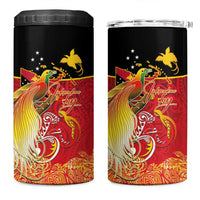 Papua New Guinea Independence Day 4 in 1 Can Cooler Tumbler Happy Anniversary 50th Bird-of-paradise Melanesian Tattoos LT03 One Size: 16 oz Black - Polynesian Pride