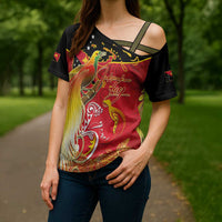 Papua New Guinea Independence Day Cross Shoulder Shirt Happy Anniversary 50th Bird-of-paradise Melanesian Tattoos LT03 - Polynesian Pride