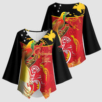 Papua New Guinea Independence Day Kimono Sleeve Blouse Happy Anniversary 50th Bird-of-paradise Melanesian Tattoos LT03 - Polynesian Pride