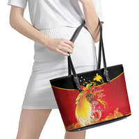 Papua New Guinea Independence Day Leather Tote Bag Happy Anniversary 50th Bird-of-paradise Melanesian Tattoos LT03 - Polynesian Pride