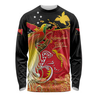 Papua New Guinea Independence Day Long Sleeve Shirt Happy Anniversary 50th Bird-of-paradise Melanesian Tattoos LT03 Unisex Black - Polynesian Pride