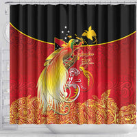Papua New Guinea Independence Day Shower Curtain Happy Anniversary 50th Bird-of-paradise Melanesian Tattoos LT03 - Polynesian Pride