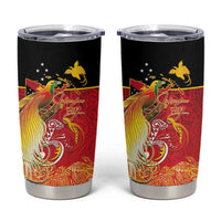 Papua New Guinea Independence Day Tumbler Cup Happy Anniversary 50th Bird-of-paradise Melanesian Tattoos LT03 Black - Polynesian Pride