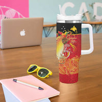 Papua New Guinea Independence Day Tumbler With Handle Happy Anniversary 50th Bird-of-paradise Melanesian Tattoos LT03 - Polynesian Pride