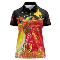 Papua New Guinea Independence Day Women Polo Shirt Happy Anniversary 50th Bird-of-paradise Melanesian Tattoos LT03 Female Black - Polynesian Pride