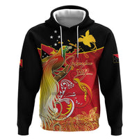 Papua New Guinea Independence Day Zip Hoodie Happy Anniversary 50th Bird-of-paradise Melanesian Tattoos LT03 Pullover Hoodie Black - Polynesian Pride