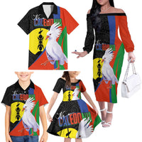 New Caledonia Family Matching Off The Shoulder Long Sleeve Dress and Hawaiian Shirt Kagu Bird and The Seal with Melanesian Culture LT03 - Polynesian Pride