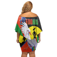 New Caledonia Family Matching Off Shoulder Short Dress and Hawaiian Shirt Kagu Bird and The Seal with Melanesian Culture LT03 - Polynesian Pride