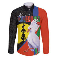 New Caledonia Family Matching Tank Maxi Dress and Hawaiian Shirt Kagu Bird and The Seal with Melanesian Culture LT03 Dad's Shirt - Long Sleeve Black - Polynesian Pride