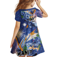Marshall Islands Manit Day Family Matching Off The Shoulder Long Sleeve Dress and Hawaiian Shirt Grunge National Flag with Whales and Tribal Tattoos LT03 - Polynesian Pride