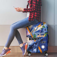 Marshall Islands Manit Day Luggage Cover Grunge National Flag with Whales and Tribal Tattoos - Polynesian Pride