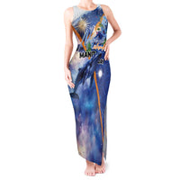 Marshall Islands Manit Day Tank Maxi Dress Grunge National Flag with Whales and Tribal Tattoos - Polynesian Pride