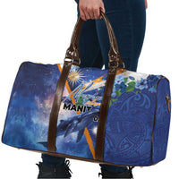Marshall Islands Manit Day Travel Bag Grunge National Flag with Whales and Tribal Tattoos - Polynesian Pride