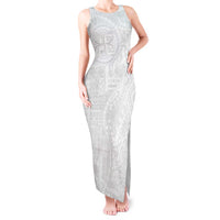 Samoan Culture-Lotu Tamaiti Tank Maxi Dress Siapo and Polynesian Art Tattoos LT03 Women White - Polynesian Pride