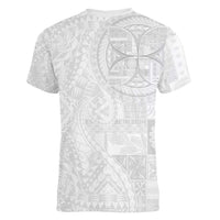 Samoan Culture-Lotu Tamaiti Women V-Neck T-Shirt Siapo and Polynesian Art Tattoos - Polynesian Pride