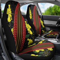 Samoan Culture Car Seat Cover Hibiscus and Ula Fala with Tapa Pattern Black Color LT03 - Polynesian Pride