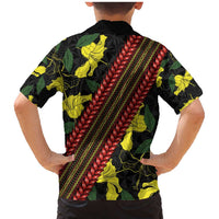Samoan Culture Family Matching Mermaid Dress and Hawaiian Shirt Hibiscus and Ula Fala with Tapa Pattern Black Color LT03 - Polynesian Pride