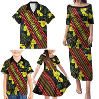 Samoan Culture Family Matching Puletasi and Hawaiian Shirt Hibiscus and Ula Fala with Tapa Pattern Black Color LT03 - Polynesian Pride