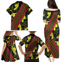Samoan Culture Family Matching Puletasi and Hawaiian Shirt Hibiscus and Ula Fala with Tapa Pattern Black Color LT03 - Polynesian Pride