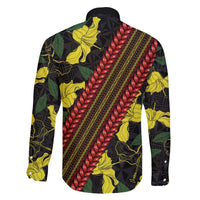 Samoan Culture Family Matching Puletasi and Hawaiian Shirt Hibiscus and Ula Fala with Tapa Pattern Black Color LT03 - Polynesian Pride