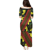 Samoan Culture Family Matching Puletasi and Hawaiian Shirt Hibiscus and Ula Fala with Tapa Pattern Black Color LT03 - Polynesian Pride