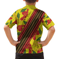 Samoan Culture Family Matching Tank Maxi Dress and Hawaiian Shirt Hibiscus and Ula Fala with Tapa Pattern YellowColor LT03 - Polynesian Pride