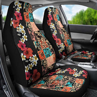 Hawaiian Hibiscus and Tropical Leaves Car Seat Cover Patchwork Grunge Abstract Vintage Style LT03 - Polynesian Pride