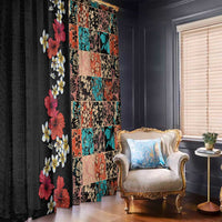 Hawaiian Hibiscus and Tropical Leaves Window Curtain Patchwork Grunge Abstract Vintage Style