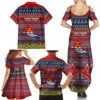 Personalised Kiribati Christmas Family Matching Summer Maxi Dress and Hawaiian Shirt Coat of Arms and Map Beautiful Merry Xmas Snowflake LT03 - Polynesian Pride