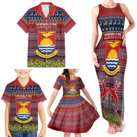 Personalised Kiribati Christmas Family Matching Tank Maxi Dress and Hawaiian Shirt Coat of Arms and Map Beautiful Merry Xmas Snowflake LT03 - Polynesian Pride