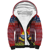 Personalised Kiribati Christmas Sherpa Hoodie Coat of Arms and Map Beautiful Merry Xmas Snowflake LT03 Unisex Red - Polynesian Pride