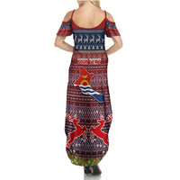 Personalised Kiribati Christmas Summer Maxi Dress Coat of Arms and Map Beautiful Merry Xmas Snowflake LT03 - Polynesian Pride