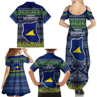 Tokelau Christmas Family Matching Summer Maxi Dress and Hawaiian Shirt Coat of Arms and Map Beautiful Merry Xmas Snowflake LT03 - Polynesian Pride