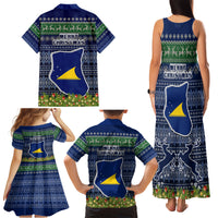 Tokelau Christmas Family Matching Tank Maxi Dress and Hawaiian Shirt Coat of Arms and Map Beautiful Merry Xmas Snowflake LT03 - Polynesian Pride