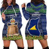 Tokelau Christmas Hoodie Dress Coat of Arms and Map Beautiful Merry Xmas Snowflake LT03 - Polynesian Pride