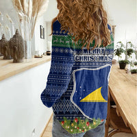 Tokelau Christmas Women Casual Shirt Coat of Arms and Map Beautiful Merry Xmas Snowflake LT03 - Polynesian Pride
