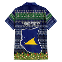 Personalised Tokelau Christmas Family Matching Off Shoulder Long Sleeve Dress and Hawaiian Shirt Coat of Arms and Map Beautiful Merry Xmas Snowflake LT03 - Polynesian Pride