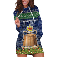 Personalised Tokelau Christmas Hoodie Dress Coat of Arms and Map Beautiful Merry Xmas Snowflake LT03 Blue - Polynesian Pride