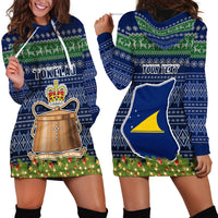 Personalised Tokelau Christmas Hoodie Dress Coat of Arms and Map Beautiful Merry Xmas Snowflake LT03 - Polynesian Pride