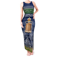 Personalised Tokelau Christmas Tank Maxi Dress Coat of Arms and Map Beautiful Merry Xmas Snowflake LT03 Women Blue - Polynesian Pride