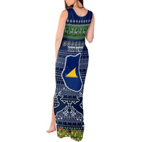 Personalised Tokelau Christmas Tank Maxi Dress Coat of Arms and Map Beautiful Merry Xmas Snowflake LT03 - Polynesian Pride
