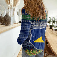 Personalised Tokelau Christmas Women Casual Shirt Coat of Arms and Map Beautiful Merry Xmas Snowflake LT03 - Polynesian Pride